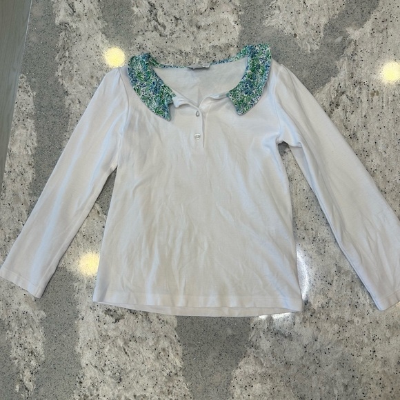 The Proper Peony Blue Aster Floral Collared Top and Smocked Skirt Set Size 7 - Picture 3 of 10